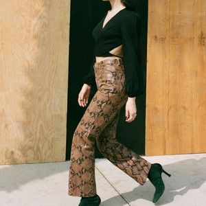 Veda x Reformation Leather Snakeskin Pants